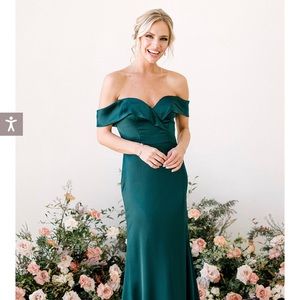 Revelry Bardot Satin Dress-Cinnamon Rose